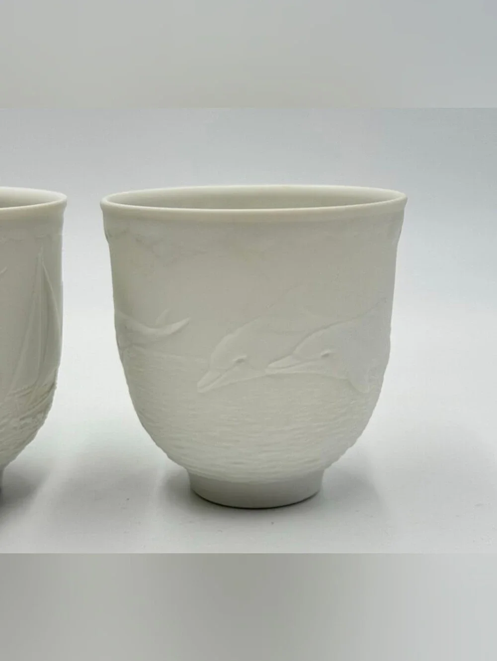 Pair Lladro Collectors Society SAILING THE SEAS CUPS CANDLE HOLDER VOTIVE WHITE